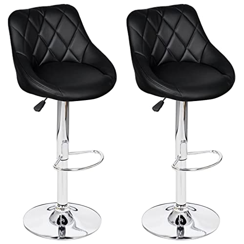 Zqqlvoo Bar Stools 2 Pcs,Adjustable Bar Chair Patio Bar Stools Bar Height Stools For Dining Room, Kitchen, Bar Counter Black Faux Leather #TOP1