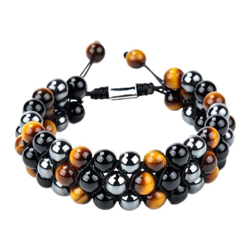 ywduoying Triple Protection Bracelet Lava Rock Mens Stone Bead Bracelet -Adjustable Tiger...