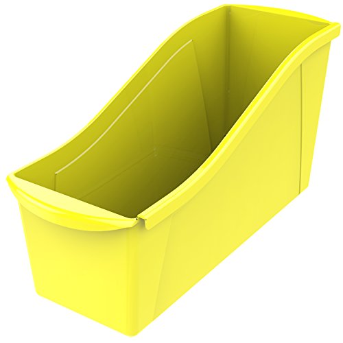 Image of Storex Large Book Bin, Interlocking Plastic Organizer for Home, Office and Classroom, Yellow, 6-Pack (71105A06C)