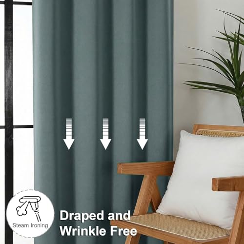Image of Simplebrand Ava Dark Green Short 36 Inches Blackout Curtain 2 Panels Set, Half Window Rod Pocket Privacy Curtain Tiers for Kitchen, Curtains Blackout for Bathroom Shades, W40 x L36 Inch, Dark Green