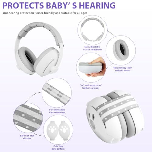 Miniatura 3 de Aolso Auriculares Antirruido Para Bebés, Orejeras De Protección Auditiva Para Bebés, Protectores Auditivos Para Bebés Y Niños, Orejeras Para Bebés Con Cancelación De Ruido Para Recién Nacidos Gris