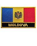 XIAOYATOU 1 PSC Moldova Flag Embroidered Patch, Iron-On, 3.15 x 2 inches, Red and Black (Moldova)
