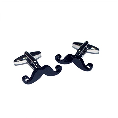 Gemelos para hombre con diseño de bigote rizado negro