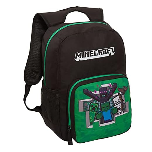 Minecraft Mochila grande para niños y adultos, para colegio, trabajo, laptop, mochila para juegos, regalo para jugadores, Negro, Taille unique