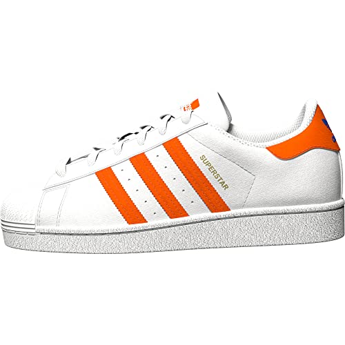adidas Originals unisex child Superstar Sneaker, White/Blue/Gold Metallic, 7 Big Kid US