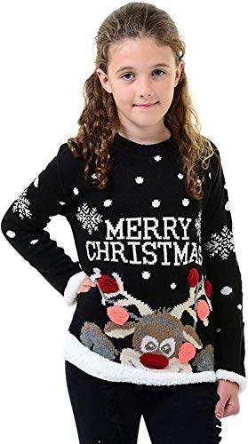 mymixtrendz Pull en tricot à manches longues unisexe pour garçons et filles Motif licorne, Black., 11 ans Cover