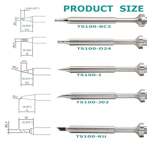 5PCS Soldering Iron Tips,TS100 Series Rapid Heating Replacement Tip for Pinecil TS100 | TS101 Soldering Iron,Easy to Instal Solder Accessories - Thumbnail 3