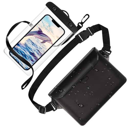 VFANDV Pochette Etanche Smartphone, 2 en 1 Kit Étanche Sac avec Pochette Téléphone, Sac Etanche Telephone Portable Etui Pochette Imperméable avec Sangle Réglable pour Nage Natation Rafting Surf
