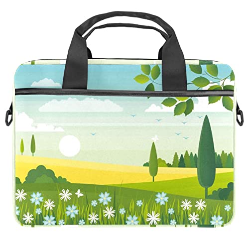 Sacoche ordinateur portable 14,5 pouces antichoc avec bandoulière réglable verte