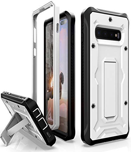 ArmadilloTek Vanguard Compatible with Samsung Galaxy S10+ Plus Case (Screenless Version) Military Grade Full-Body Rugged with Kickstand - White