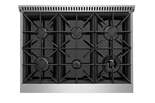 Empava 36 Inch Pro-Style Slide-In Single Oven Gas Range With 6 Sealed Ultra High-Low Burners-Heavy Duty Continuous Grates In Stainless Steel, 36 Inch #TOP3