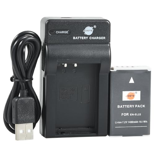 DSTE batería de Iones de Litio y Cargador Micro USB Compatible con Nikon EN EL22, 1 J4, 1 S2