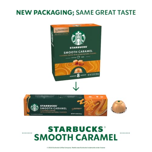 Image of Starbucks by Nespresso Vertuo, Caramel Flavored Coffee, 30-count | Blonde Roast Coffee Pods, Brews 7.8 oz.