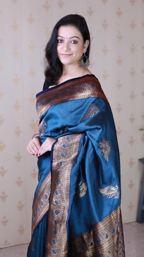 Image of SGF11 Women's Kanjivaram Pure Soft Silk Saree With Blouse Piece