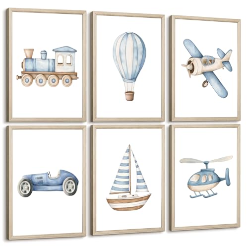 Baby Boy Nursery Wall Art Transportation Blue Car Canvas Prints