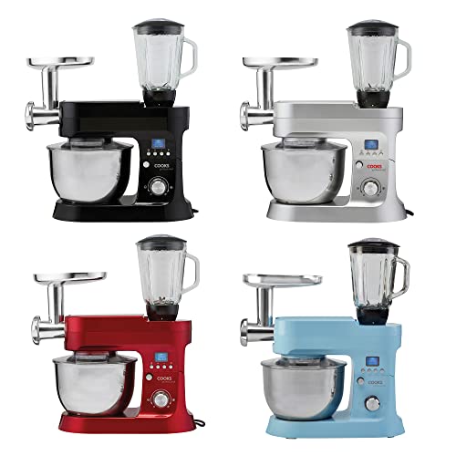 Cooks Professional Stand Mixer & Mincer 1200W | Electric Food Mixer with Pulse Setting | 6.2 Litre Stainless Steel Bowl | Blending Jug, Dough Hook, Whisk, Beater & Splash Guard | Black - Image 9