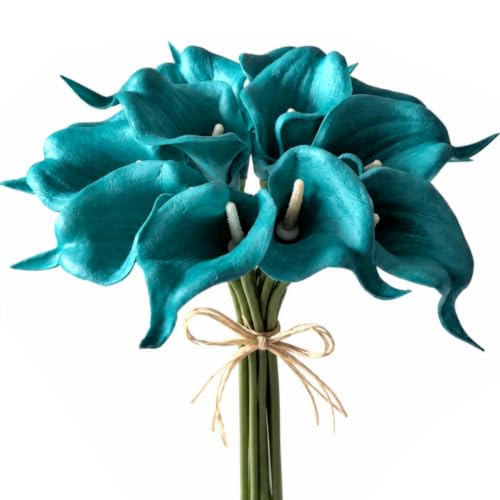 Image of Mandy's 12pcs Teal Calla Lily Artificial Flowers