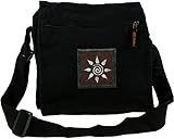 Size:One Size GURU SHOP Kleine Schultertasche, Hippie Tasche, Goa Tasche - Schwarz, Herren/Damen, Baumwolle, Size:One Size, 22x22x10 cm, Alternative Umhängetasche, Handtasche aus Stoff