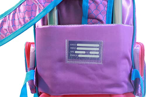 Mochila Escolar Infantil Menina Sereia Rodinha Costas Lancheira Estojo 3d Alto Relevo