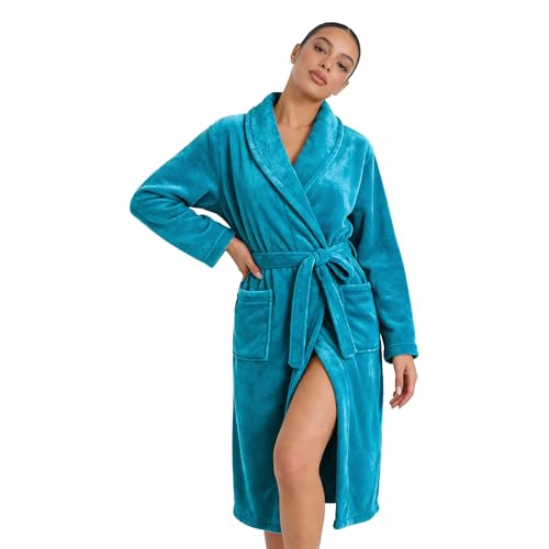 Image of HEARTNICE Womens Fleece Robes, Soft Plush Long Bathrobe, Thick Kimono Robes for Womens, Warm House Coat