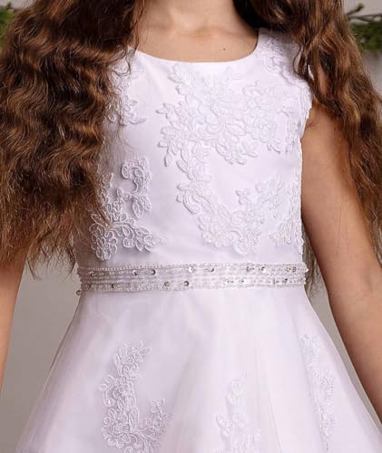 Robe blanche en dentelle robe longue fille mariage communion - 2