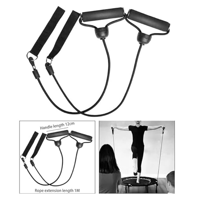 DYNWAVE 1Pair Exercise Bands with Handles,Trampoline Resistance Bands Workout Strength Training Equipment,Pull Rope for Muscle Toning