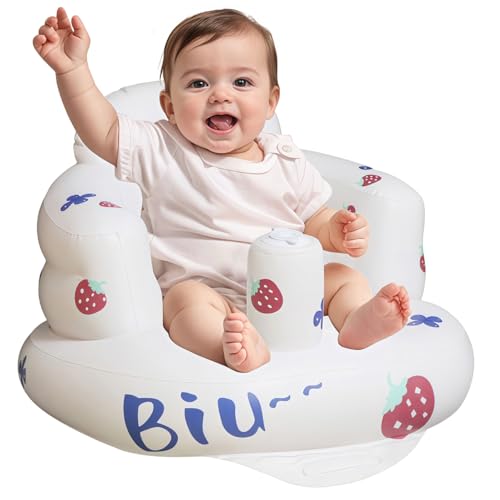 Image of Inflatable Baby Seat for New Parents - Portable Baby Inflation Chair with Built-in Air Pump for Indoor Outdoor - for Infants 3-36 Months Learning Sit Up