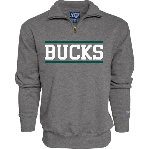 Milwaukee Bucks NBA Officially Licensed Quarter Zip Sweatshirt Graphite, X-Large