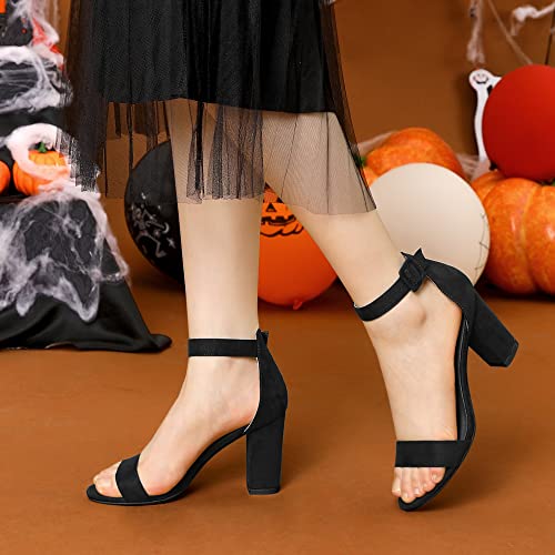 Image of Allegra K Women's Open Toe Chunky High Heel Buckle Ankle Strap Sandals