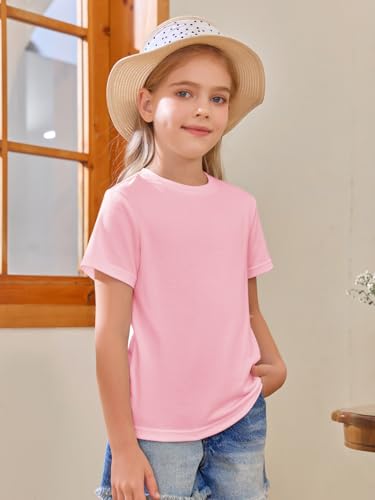 Image of Girls Short Sleeve T Shirts Kids Summer Tops Crewneck Tees 5-14 Years
