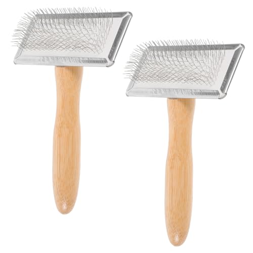 LALAFINA Robust Craft Felting Brushes 2pcs Needle Felting Tools with Wooden Handle for DIY Enthusiasts