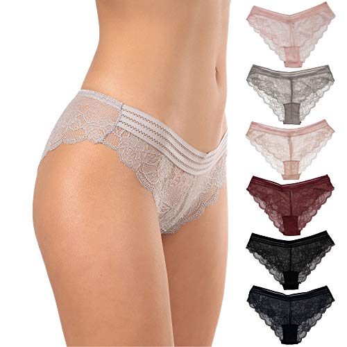Alyce Intimates Pack of 6 Women’s Lace Bikini