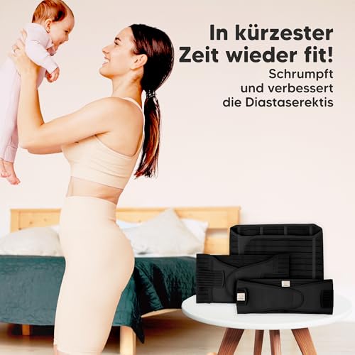 KeaBabies Revive 3 in 1 Postpartum Gürtel für Damen - Bauchgurt nach Geburt Kaiserschnitt, Rückbildungsgürtel nach Geburt, Bauchband nach Geburt, Bauchgurt Schwangerschaft (Midnight Black, XL)