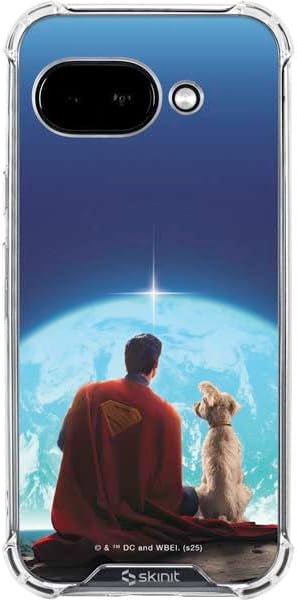 Skinit Clear Phone Case Compatible with Google Pixel 9a - Officially Licensed DC Comics Superman Comic Pattern Logo in Red Design
