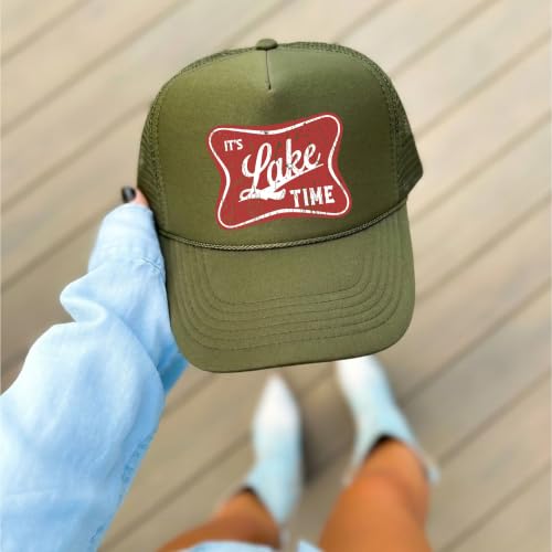 Image of It's Lake Time Summer Classic 5 Panel Foam Front Mesh Snap Back Trucker Hat