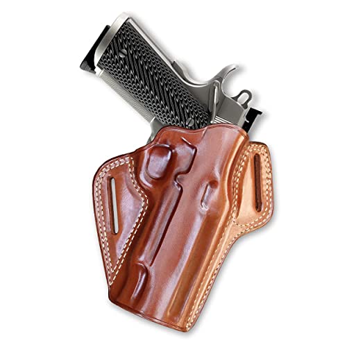 Masc Premium Leather OWB Pancake Holster with Sweat Guard On The Back, Fits All 1911 5-inch, Right Hand Draw, Brown Color.
