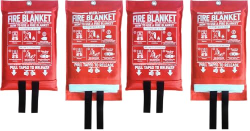 Image of Fire Blanket for Home and Kitchen,40 inch x 40 inch,4 Pack,Emergency Fire Blanket