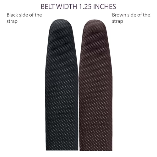 Image of Aakarshini Italian original leather belt strap /strip for men : Reversible, Adjustable, Without Buckle, Grip & Holes, Black /Brown ** Select the size carefully **