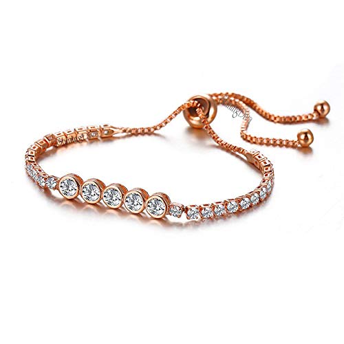 Image of Shining Diva Fashion Full Crystal Charm Stylish Gold Plated Charm Bracelet for Women