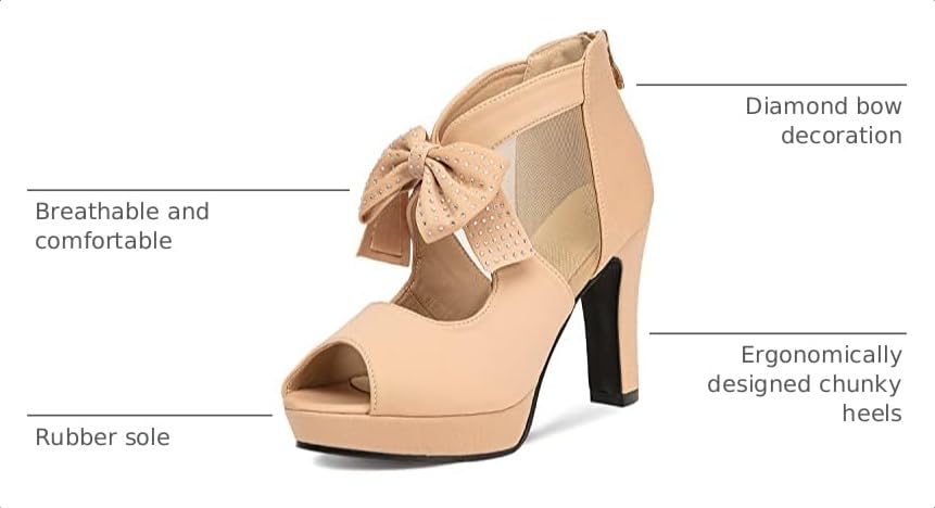 Image of GATUXUS Open Toe Women Platform High Heel Shoes Bows Strappy Sandals
