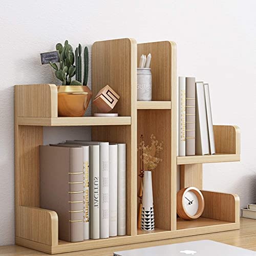 Wooden Bookshelf Creative Bookcase Large Capacity Storage Bookshelves Modern Minimalist Desktop Rack Bookcase Full moon - Image 3