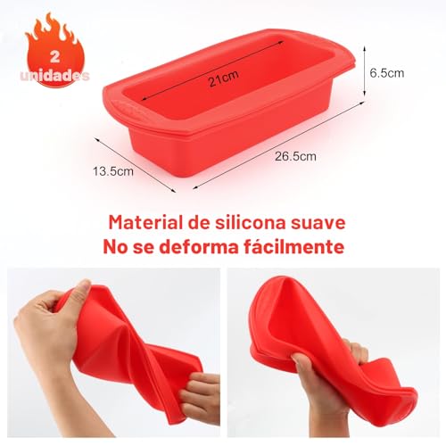 Miniatura 2 de Vfandv Moldes Silicona 2 Piezas, Rectangular Antiadherente Para Hornear Pan, Pasteles, Tostadas - Molde Bizcocho Y Repostería