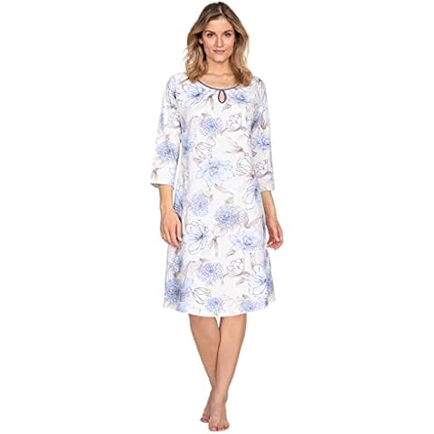 e.Femme Camisón Mujer Olivia 100% algodón Hortensias Azules Cover