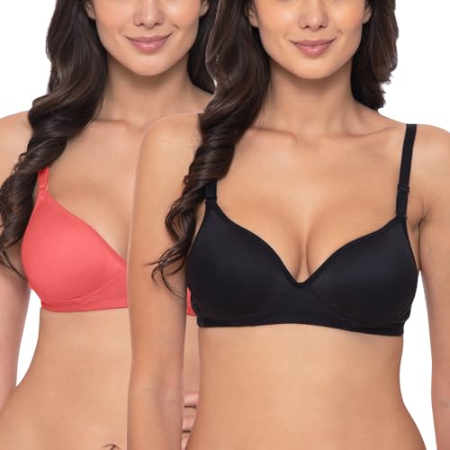 Image of Komli - Heavily Padded Push-Up Bra - Cotton Rich - Balconette - 3 /4th Coverage, Seamless, Wireless, Multiway Straps - T-Shirt Bra (Pack of 2)