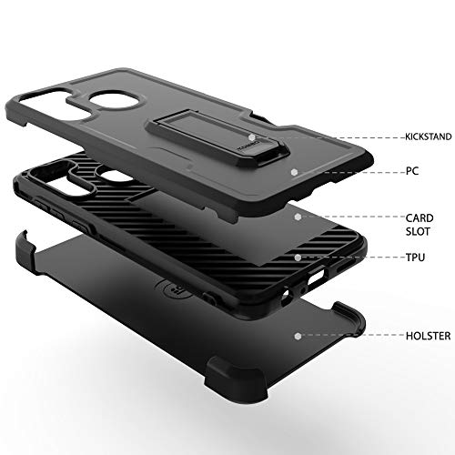 BEYOND CELL Armor Kombo Case Compatible with Samsung Galaxy A21 Case, Hybrid Rugged Heavy Duty Protective Phone Case, Shockproof Drop Protection with Belt Clip Holster & Kickstand.