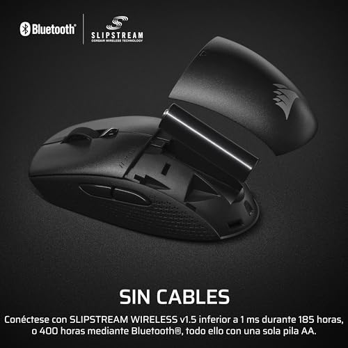 Miniatura 5 de Corsair M55 Wireless Ratón Ligero para Juegos FPS – Negro | 2.4GHz & Bluetooth, 24,000 PPP, Batería de Larga Duración, Seis Botones Programables, Empuñaduras Laterales Texturizadas