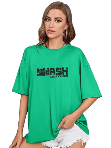Image of LEOTUDE Women's Cotton Regular Fit Half Sleeve Oversized Tshirt, Round Neck Longline Drop Shoulder | ful Printed Combo T-Shirt (Pack Of 3)