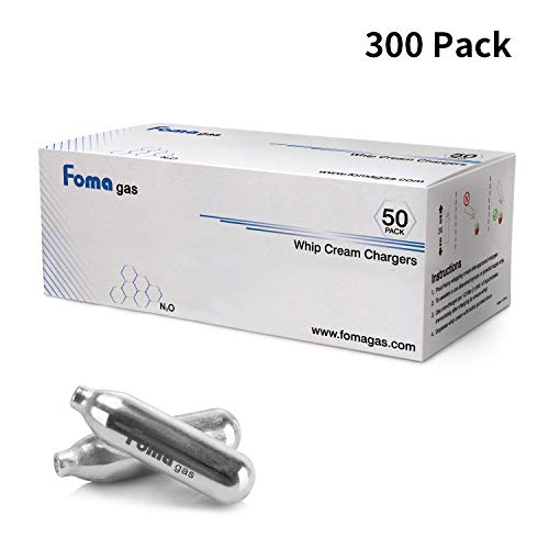 FOMAGAS Whipped Cream Chargers N2O Nitrous Oxide 8-Gram Cartridge for Whipper Whipped Cream Dispenser, Pack of 300