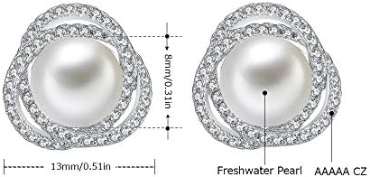 Immobird Freshwater Pearl Stud Earrings 925 Sterling Silver Stud Earrings for Women