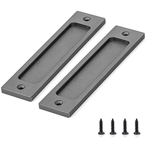 Incauca 2 Pack Barn Door Handles, 6 Inch Flush Door Pull, Recessed Door Handles, Sliding Closet Door Finger Pull, Rectangular Flat Plate For Pocket Door Drawer Cabinet Cupboard (Gray) #TOP11